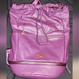 Air Jordan drawstring backpack with extra bottom pocket for shoes